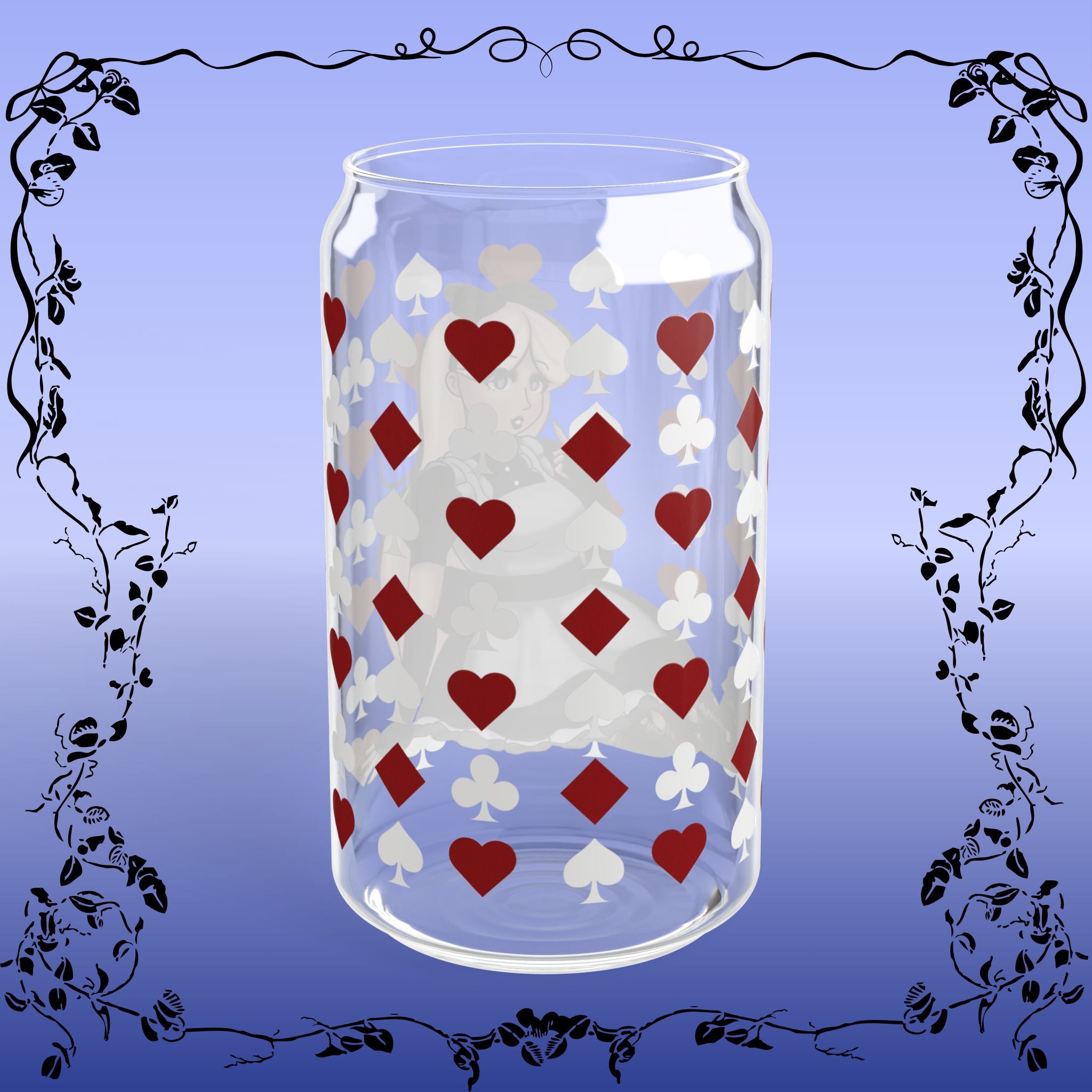 Alice in Wonderland Black & White Sipper Glass