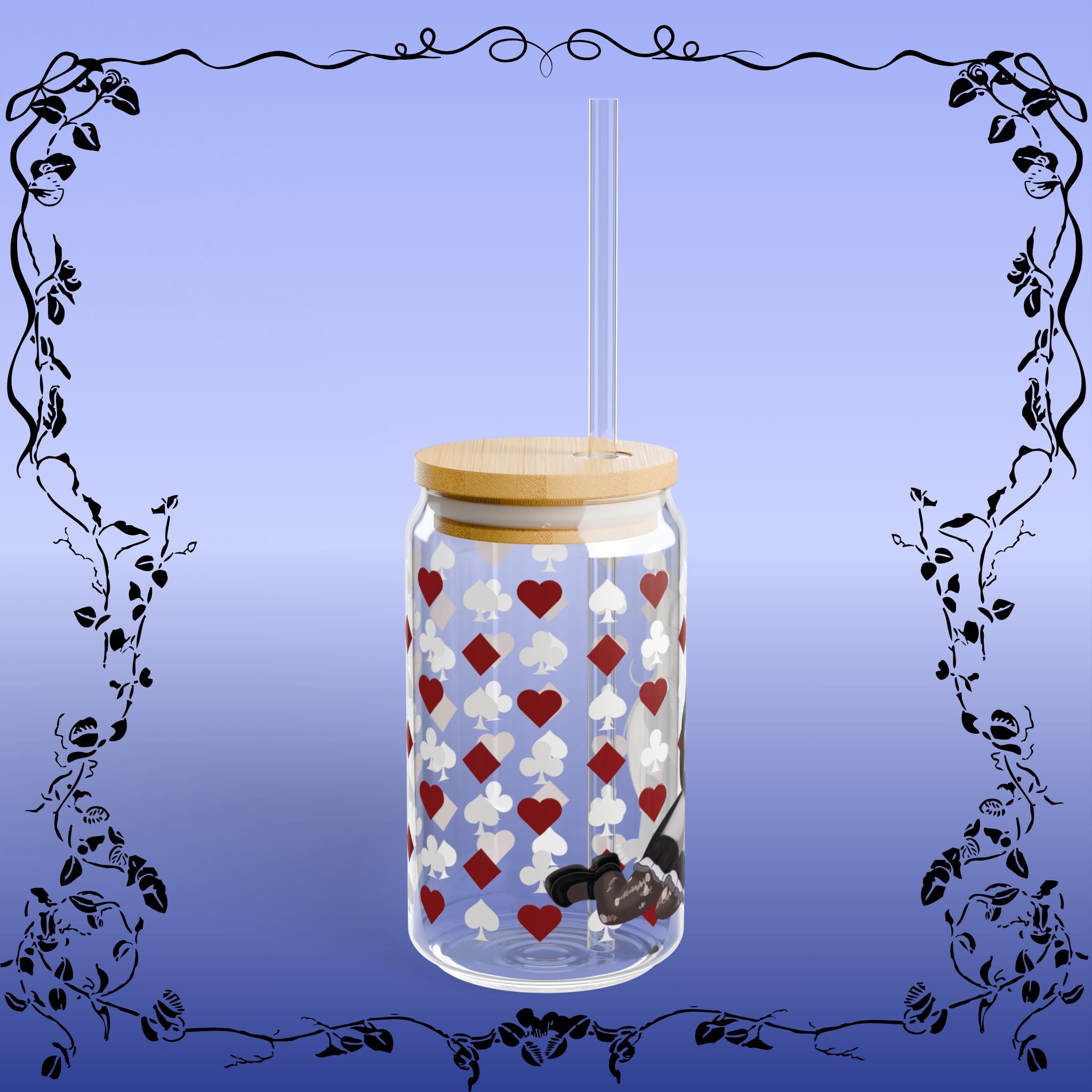 Alice in Wonderland Black & White Sipper Glass