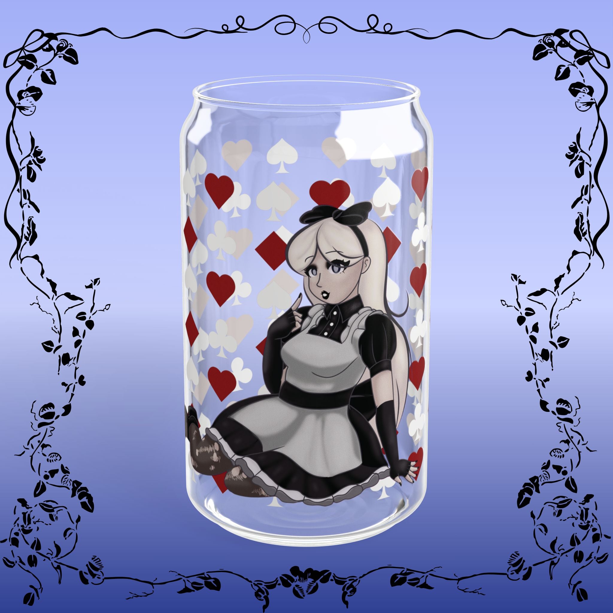 Alice in Wonderland Black & White Sipper Glass