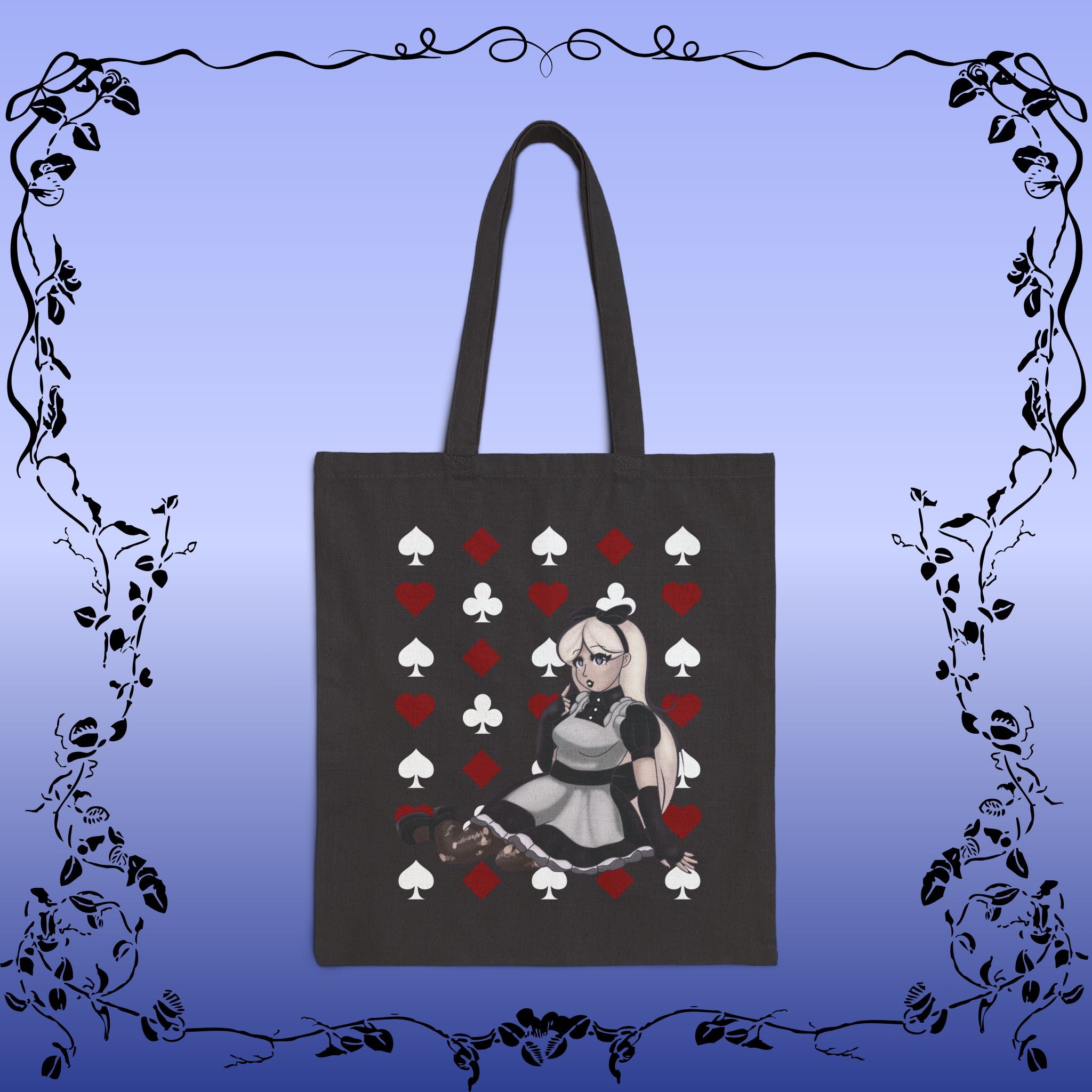 Black & White Alice in Wonderland Tote Bag