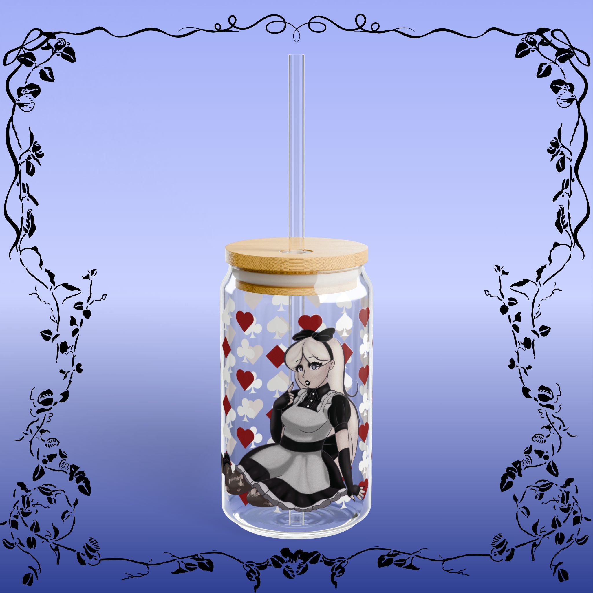Alice in Wonderland Black & White Sipper Glass