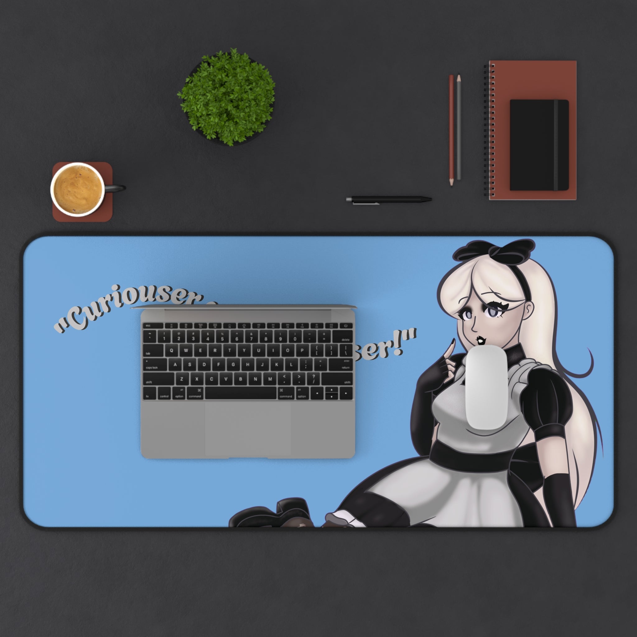 Desk Mat - Alice in Wonderland Black & White Design