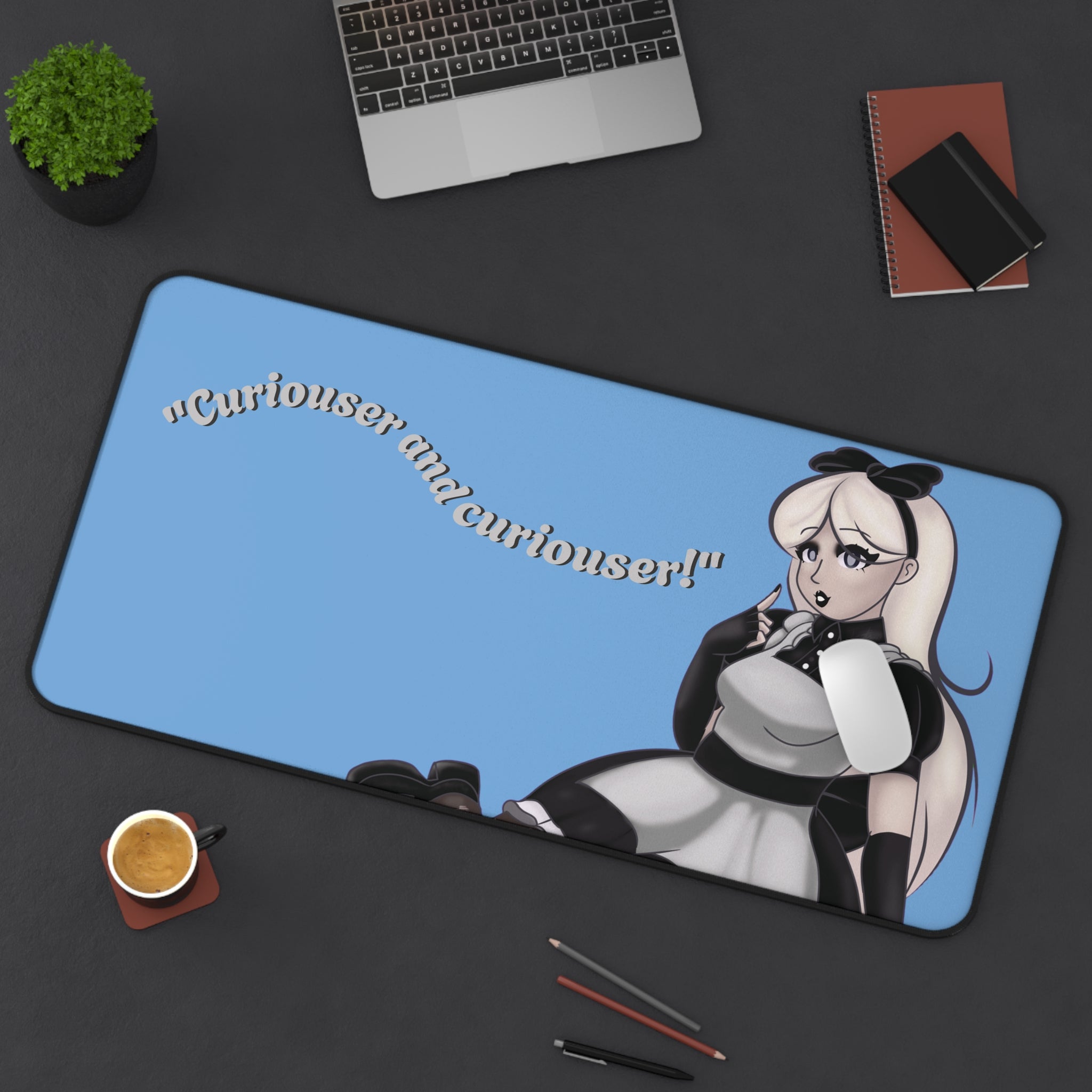 Desk Mat - Alice in Wonderland Black & White Design