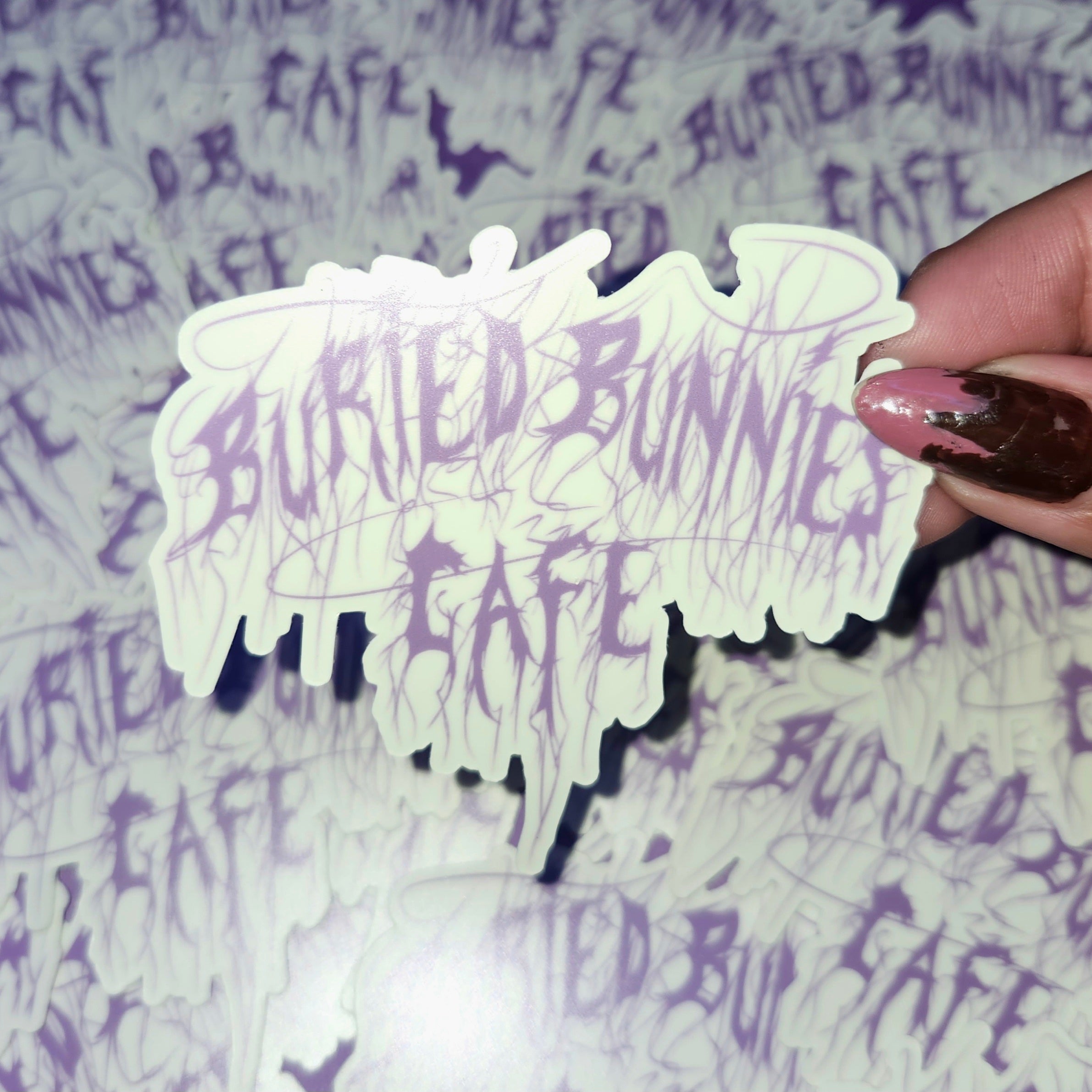 Buried Bunnies Cafe Logo | Glow In The Dark Die-Cut Sticker