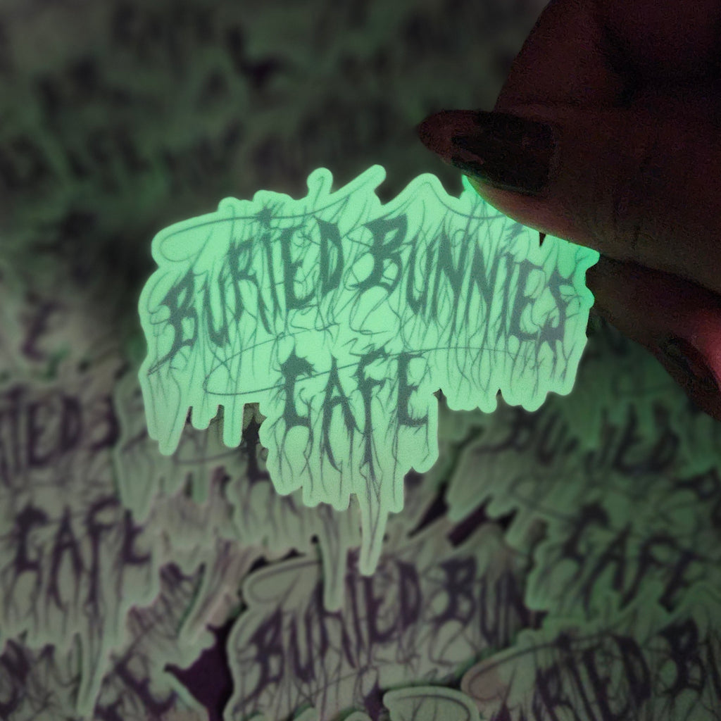 Buried Bunnies Cafe Logo | Glow In The Dark Die-Cut Sticker